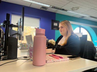 Woman working at a desk